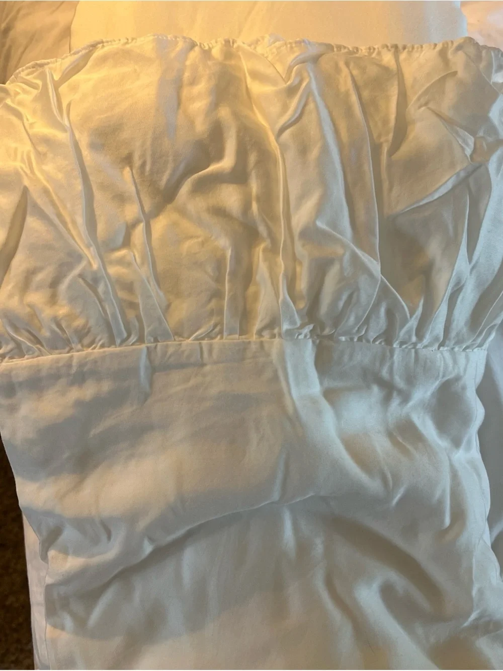 Pottery Barn Ruffle Tencel King Duvet Cover White New Transitional Classic